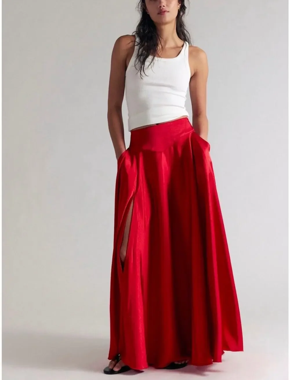 Free People Chico Maxi Skirt Size 8 Salsa Red